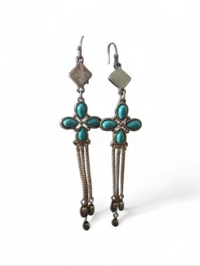Turquoise Cross Drop Earrings - Women's Jewelry